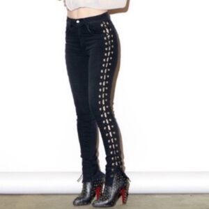 Made Gold Betty Lace Up Vinyl Black Skinny Jeans Punk Rock Goth Grunge Edgy 28